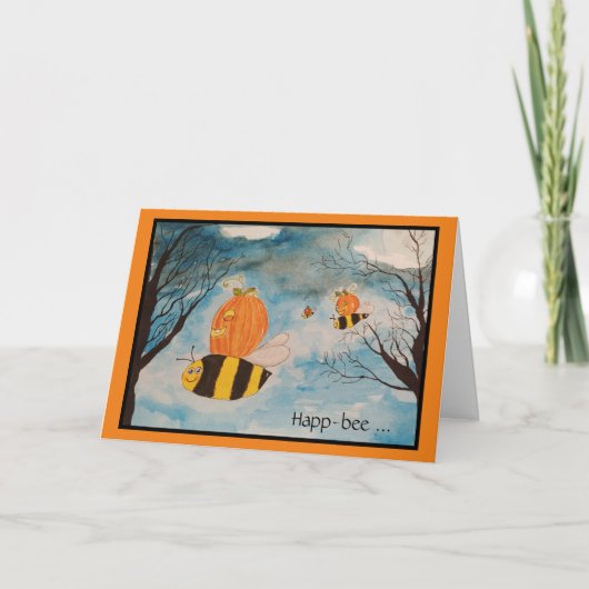 Orangefarbene und schwarze Kürbislaternen Hallowee Karte (Vorderseite)