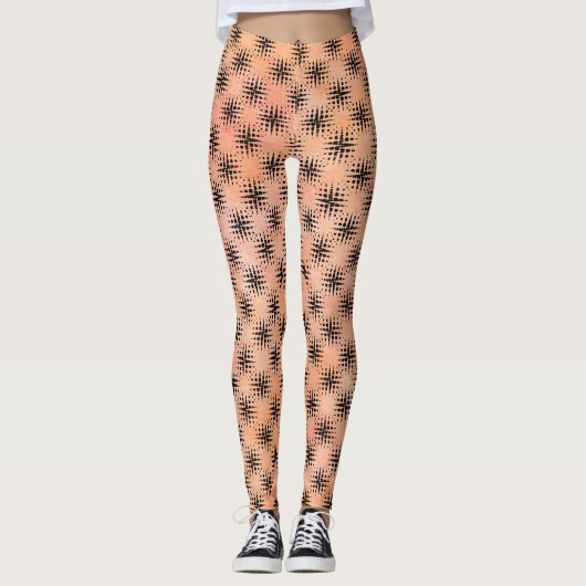 Orangefarbene und schwarze moderne Leggings (Vorderseite)