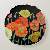 Orangefarbene und schwarze Pfefferdekissen Rundes Kissen (Vorderseite)