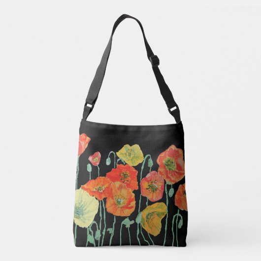 Orangefarbene und schwarze Pflaumen Aquarelltasche Tragetaschen Mit Langen Trägern (Rückseite)