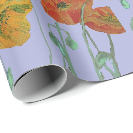 Orangefarbene und schwarze Pflaumen Wasserfarben L Geschenkpapier (Rolleneckpunkt)