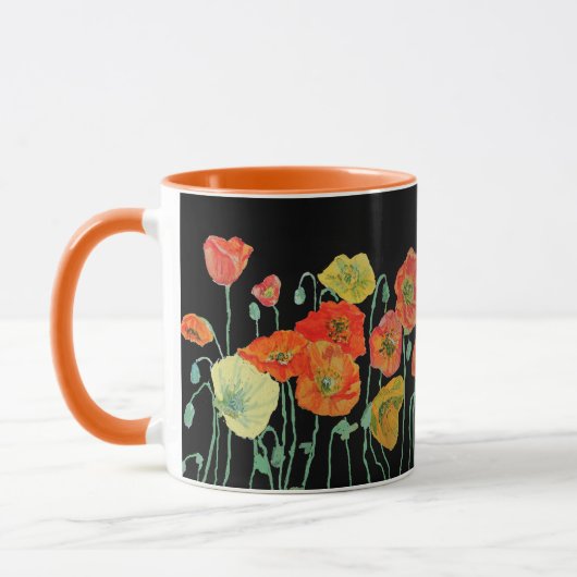 Orangefarbene und schwarze Pflaumen Wasserfarbene  Tasse (Links)
