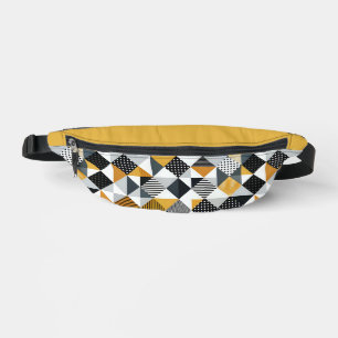 Orangefarbene und schwarze Quadrate und Dreiecke Bauchtasche