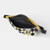 Orangefarbene und schwarze Quadrate und Dreiecke Bauchtasche (Offen)
