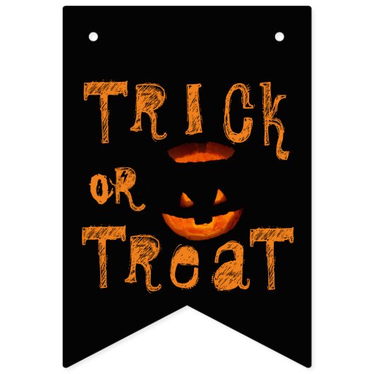 Orangefarbene und schwarze Schädel und Kürbis Hall Wimpelkette (Erste Fahne)