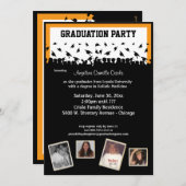 Orangefarbene und Schwarze Silhouette Einladung (Vorne/Hinten)