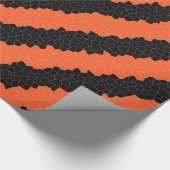 Orangefarbene und schwarze Streifen Geschenkpapier (Ecke)
