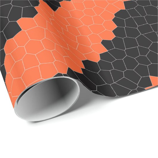 Orangefarbene und schwarze Streifen Geschenkpapier (Rolleneckpunkt)