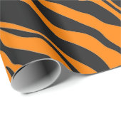 Orangefarbene und schwarze Tiger-Streifen Geschenkpapier (Rolleneckpunkt)