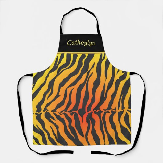 Orangefarbene und schwarze Tiger Streifen Schürze (Vorderseite)