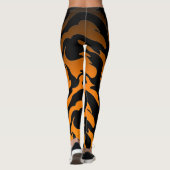 Orangefarbene und schwarze Tigerstreifen Leggings (Rückseite)