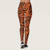 Orangefarbene und schwarze Tigerstreifen Leggings (Rückseite)