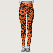 Orangefarbene und schwarze Tigerstreifen Leggings (Vorderseite)