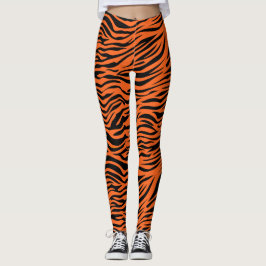 Orangefarbene und schwarze Tigerstreifen Leggings