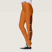 Orangefarbene und schwarze Typografie Modernes glü Leggings (Links)
