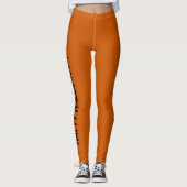 Orangefarbene und schwarze Typografie Modernes glü Leggings (Vorderseite)