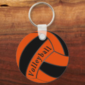 Orangefarbene und schwarze Volleyball-Gastgeschenk Schlüsselanhänger (Vorderseite)