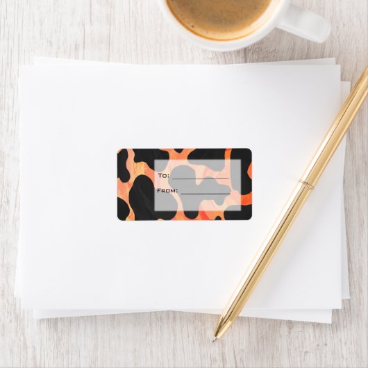 Orangefarbene und schwarze Zebra-Monogramm Adressaufkleber (Insitu)