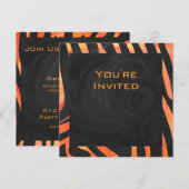 Orangefarbene und schwarze Zebra-Monogramm Einladung (Vorne/Hinten)