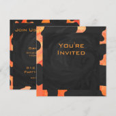 Orangefarbene und schwarze Zebra-Monogramm Einladung (Vorne/Hinten)