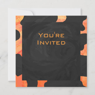 Orangefarbene und schwarze Zebra-Monogramm Einladung