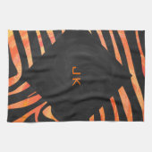 Orangefarbene und schwarze Zebra-Monogramm Handtuch (Horizontal)