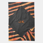 Orangefarbene und schwarze Zebra-Monogramm Handtuch (Vertikal)