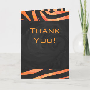 Orangefarbene und schwarze Zebra-Monogramm Karte