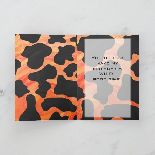 Orangefarbene und schwarze Zebra-Monogramm Karte (Innenseite)