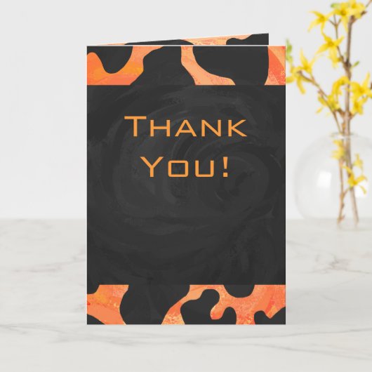 Orangefarbene und schwarze Zebra-Monogramm Karte (Gelbe Blume)