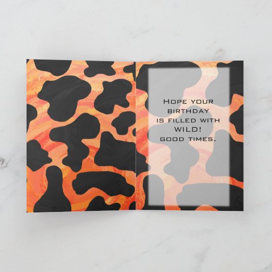 Orangefarbene und schwarze Zebra-Monogramm Karte (Innenseite)