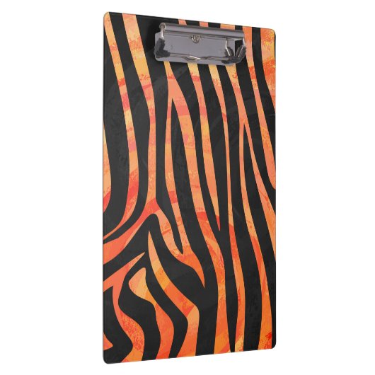Orangefarbene und schwarze Zebra-Monogramm Klemmbrett (Rechts)