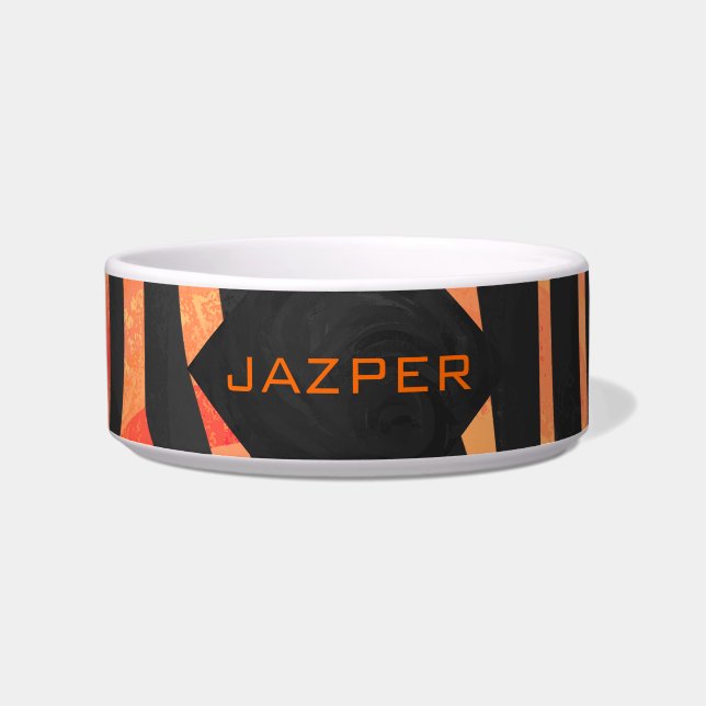 Orangefarbene und schwarze Zebra-Monogramm Napf (Vorderseite)