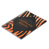 Orangefarbene und schwarze Zebra-Monogramm Notizblock (Linke Seite)