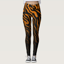 Orangefarbene und schwarze Zebrastreifen: Stilvoll Leggings