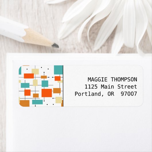 Orangefarbene und türkisfarbene Plätze Mitte des J (Insitu)