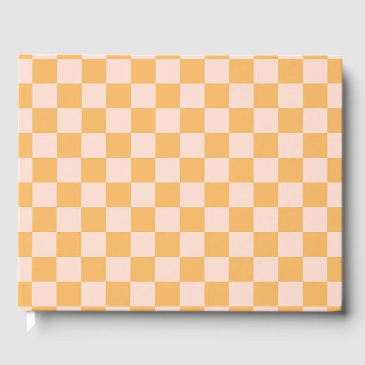 Orangefarbene und ungebleichte Seidenkarton Gästebuch (Vorderseite)