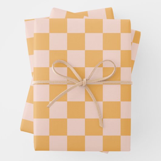 Orangefarbene und ungebleichte Seidenkarton Geschenkpapier Set (Beispiel)