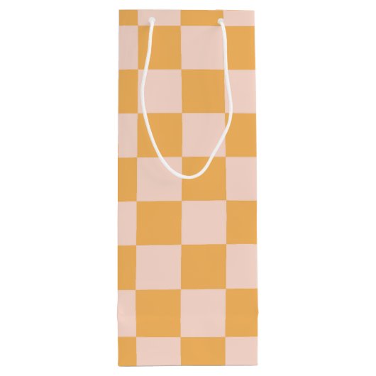 Orangefarbene und ungebleichte Seidenkarton Geschenktüte Für Weinflaschen (Rückseite)