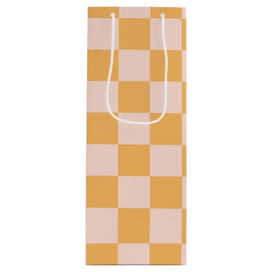 Orangefarbene und ungebleichte Seidenkarton Geschenktüte Für Weinflaschen (Vorderseite)