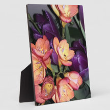 Orangefarbene und violette Blumen