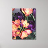 Orangefarbene und violette Blumen Leinwanddruck (Vorderseite)