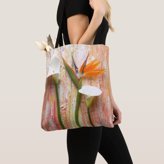 Orangefarbene und weiße Blume Totbeutel Tasche (Von Nahem)