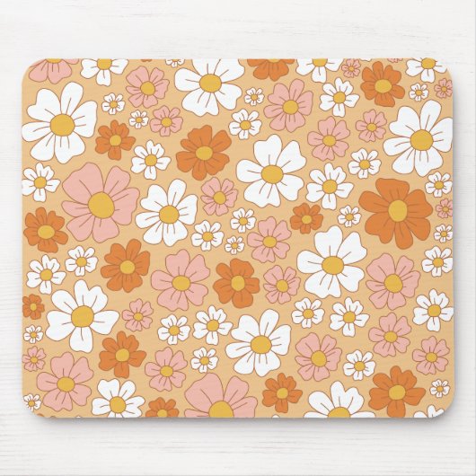 Orangefarbene und weiße Blumenmousepads Mousepad (Vorne)
