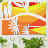 Orangefarbene und weiße botanische Illustration Geschirrtuch (Gefaltet)