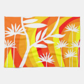 Orangefarbene und weiße botanische Illustration Geschirrtuch (Horizontal)