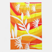 Orangefarbene und weiße botanische Illustration Geschirrtuch (Vertikal)