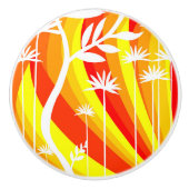 Orangefarbene und weiße botanische Illustration Keramikknauf (Vorderseite)