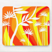 Orangefarbene und weiße botanische Illustration Mousepad (Vorne)