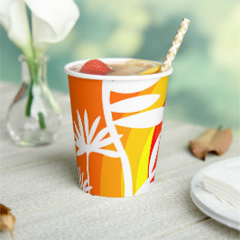 Orangefarbene und weiße botanische Illustration Pappbecher